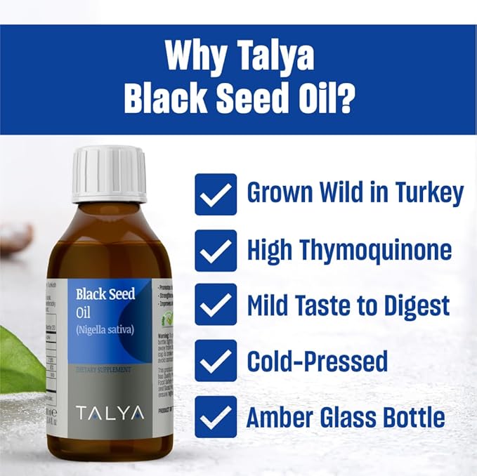 Black Seed Oil 3.4 fl. oz (100 ml) - Liquid Black Seed Oil - Dietary Supplement - Immune Support - High Thymoquinone - Cold Pressed - Pure Turkish Black Seed Oil - Non-GMO - Glass Bottle