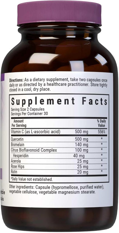 Bluebonnet Nutrition Super Quercetin Vegetable Capsules, Vitamin C Formula, Best for Seasonal & Immune Support, Non GMO, Gluten Free, Soy Free, Milk Free, Kosher, 60 Vegetable Capsules