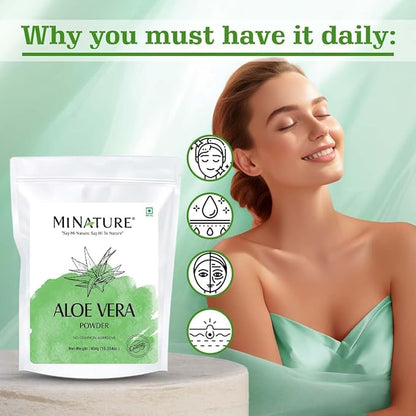 minature Aloe Vera Powder | Aloe Barbadensis | Vegan Non GMO| Pure & Natural with NO Chemical | Made in India| Skin 7 Hair Care| | 454 g / 16 Oz