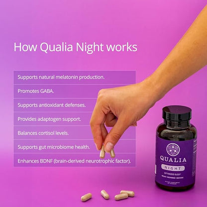 NEUROHACKER COLLECTIVE Qualia Night Sleep Aid | Non-Habit Forming | Science-Backed Supplement for Deep Refreshing Sleep | Melatonin-Free, Vegan, Non-GMO, Gluten-Free 80 Count | (1 Month Supply)
