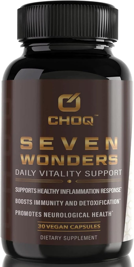 Seven Wonders - Organic Mushroom Supplement - Cordyceps, Reishi, Lion's Mane, Chaga, Turkey Tail, Maitake, King Oyster - 30 Vegan Capsules