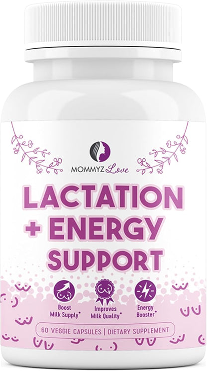 Mommyz Love Lactation Supplement with Organic Post Natal Vitamins for Breast Milk Supply Increase and Energy Boost for Postpartum Recovery - 60 Caps