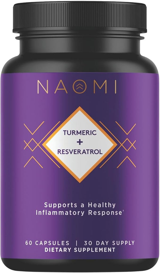 NAOMI Turmeric Curcumin All Fully Standardized 1000mg 95% Curcuminoids, BioPerine High Absorption & Resveratrol, Clinically Studied, Joint Support, Supports Healthy Muscle Response
