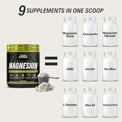 Magnesium Glycinate Powder Supplement - L-Theanine, Ashwagandha, Valerian Root - High Absorption - Supports Muscle Repair - Founded by James Rodriguez - 30 Servings (Coconut Lemonade)