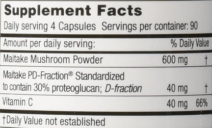 MUSHROOM WISDOM Maitake Mushroom Extract D-Fraction 360 Capsules