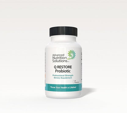 Advanced Nutrition Solutions Q Restore Probiotic - Supports Gut microbiome. Beneficial 4 in 1 probiotic, prebiotic and enzymes in one. for Men & Women 120 caps