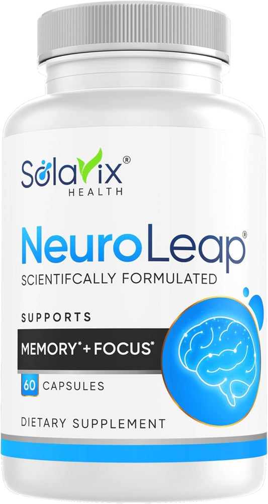 NeuroLeap Premium Nootropic Brain Health Supplement | US-Made | Supports Memory, Focus, Clarity, Energy | Easy-to-Swallow | Bacopa Monnieri, Lion's Mane, Rhodiola Rosea, Ginkgo, Ginseng |60 Count