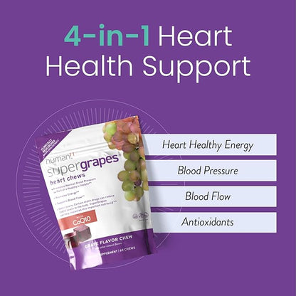 humanN SuperGrapes Chews Supplement – with 100mg CoQ10 and Grape Seed Extract – from The Makers of SuperBeets - Grape Flavor Chew, 60 Count