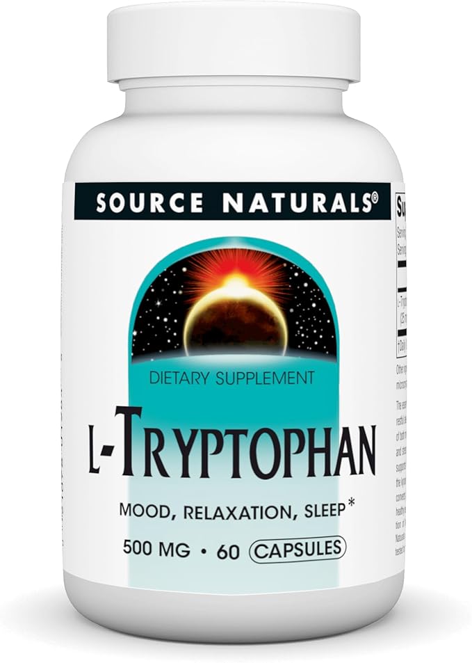 Source Naturals L-Tryptophan, for Mood, Relaxation, and Sleep*, 500mg - 60 Capsules