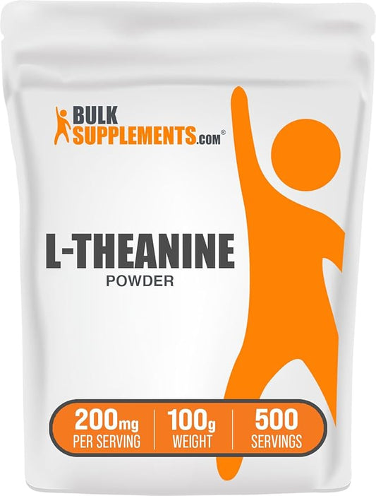 BulkSupplements.com L-Theanine Powder - L-Theanine Supplement, L-Theanine 200mg - Amino Amino Supplement, Pure & Gluten Free, 200mg per Serving, 100g (3.5 oz) (Pack of 1)