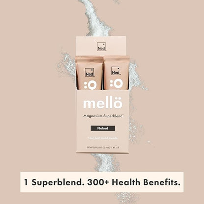 Ned - Mellö Magnesium Superblend - Magnesium Powder Unflavored Supplement Drink Mix with All Natural Magnesium Glycinate and L Theanine, Supports Cognitive Function, Sleep, Calm 10 Servings