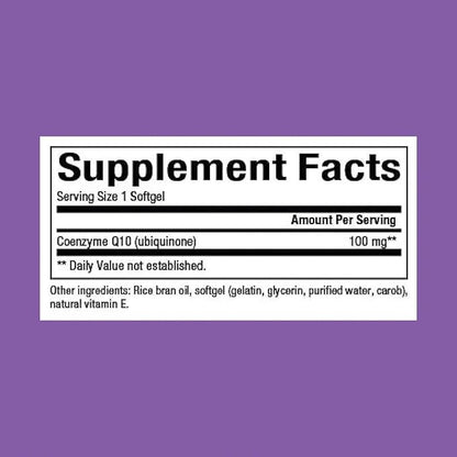 Natural Factors Coenzyme Q10 100 mg, Natural Coenzyme Q10 Supplement for Energy, Heart and Cognitive Support, 240 Softgels