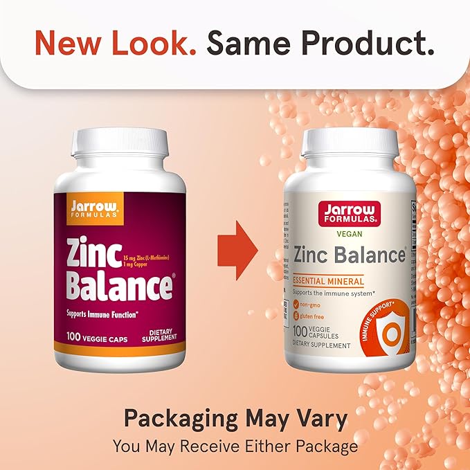 Jarrow Formulas Zinc Balance 15 mg - 100 Servings (Veggie Caps) Includes Copper Essential Mineral for Immune System Support - Immune Support Supp - Gluten Free Zinc Copper Supp - Vegan, Pack of 12