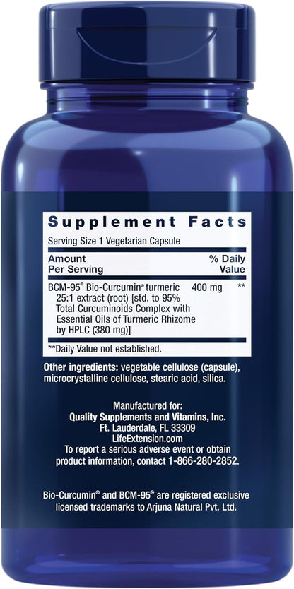 Life Extension Super Bio-Curcumin Turmeric Extract – Highly-Absorbable Curcumin for Whole-Body Health Support – Gluten-Free, Non-GMO, Vegetarian – 60 Vegetarian Capsules