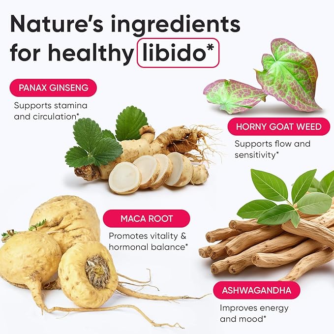 Female Libido Booster for Women - Drive, Energy and Intimacy Enhancement Pills - All-Natural Libido Enhancer with Maca Root, Ashwagandha Extracts - 60 ct