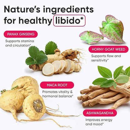 Female Libido Booster for Women - Drive, Energy and Intimacy Enhancement Pills - All-Natural Libido Enhancer with Maca Root, Ashwagandha Extracts - 60 ct
