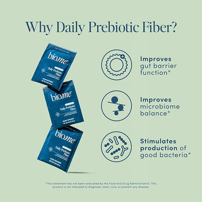 Daily Prebiotic Fiber Travel Packs 20 Servings - Fiber Supplement Powder for Digestive Health & Gut Health - Fiber Powder Unflavored Prebiotics, Non-GMO Dietary Fiber Gluten & Sugar Free Soluble Fiber