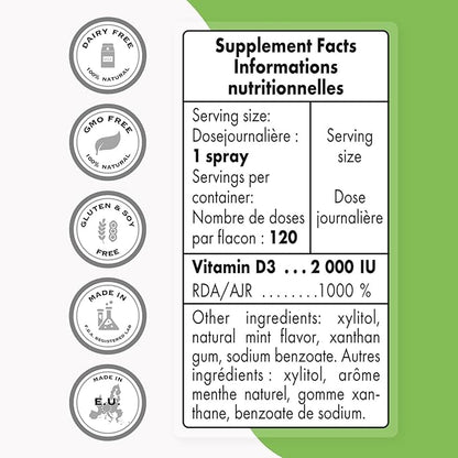 Supersmart - Vitamin D3 Spray 2000 IU (Cholecalciferol) | Non-GMO & Gluten Free - 25 ml