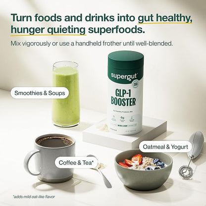 Supergut Gut Healthy GLP-1 Booster - High Fiber GLP-1 Supplement Powder for Women & Men - Sugar-Free Drink Mix for Gut Health (20 Servings)