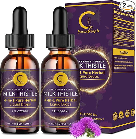 (2 Pack) Milk Thistle Liquid Drops for Liver Cleanse Detox & Repair, Milk Thistle Supplement with Dandelion Root, Artichoke & Turmeric for Liver Support and Immune Health, Vegan, Non-GMO, 4 FL OZ