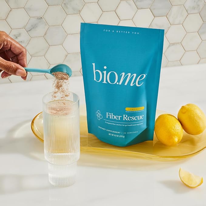 Fiber Rescue (6g Per Serving) - Psyllium Husk Powder for Digestive Health & Bloating Relief, Sugar Free Lemonade Prebiotic Soluble Fiber Powder, Non-GMO Fiber Supplement, Gluten Free - 30 Servings