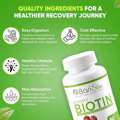 BariSlim Bariatric Multivitamin Gummies - Specially Formulated Gummy Vitamin for Patients After Weight Loss Surgery - Easy to Digest & Great Tasting Fruit Flavors | Pack of 2 (90 Fruit Chews)