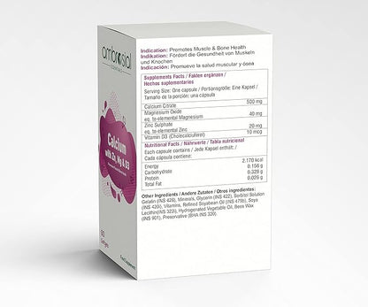 AMBROSIAL Calcium Magnesium Zinc with Vitamin D3 Pack of 1-60 Capsules
