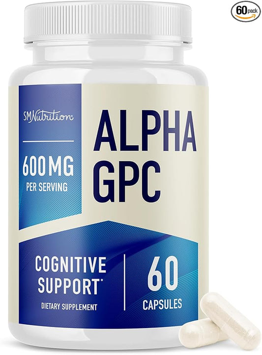 Alpha GPC 600 mg | Brain & Memory Support Supplement | Mental Performance, Focus & Clarity Support | Highly Purified Alpha-GPC Powder | Vegan, Formulated Non-GMO, 3rd-Party Tested | 60 Capsules