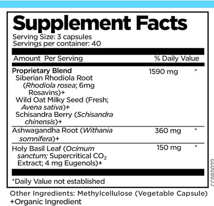 Stress Lift | Best Ashwagandha Supplement - 5 in 1 Organic Stress Relief, Adrenal Support, Joy, Mood & Thyroid Support | Relax The Mind, Boost Mood, Relieve Stress 120 Vegan Capsules