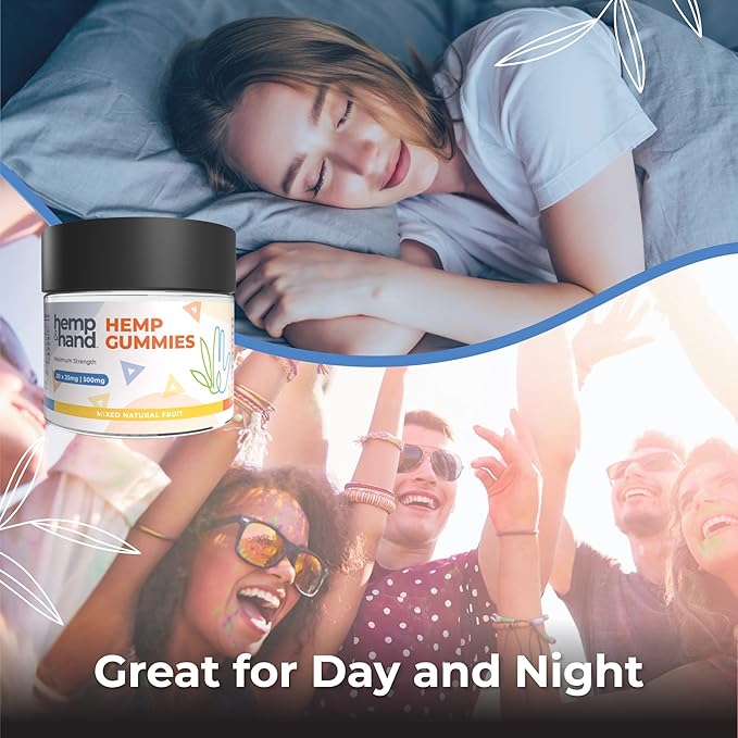 Hemp Gummies 500mg - Max Strength for Adults - Chill, Inflammation, Natural Pain, Restful Sleep (25mg Gummy) - by Hemp and Hand