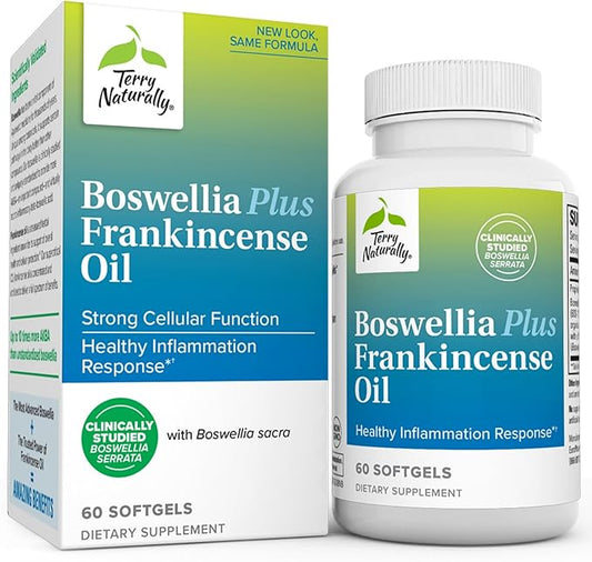 Terry Naturally Boswellia Plus Frankincense Oil - Joint Support Supplement to Support Mobility & Joint Comfort - Support Cellular Health with Boswellia & Frankincense Oil - 60 Softgels