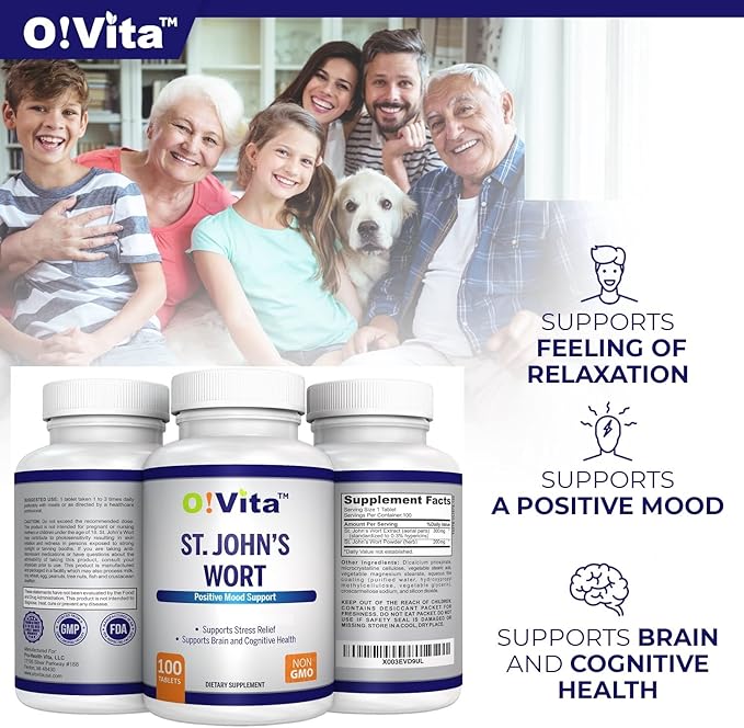 St. John's Wort 500mg (Tablets), Herbal Formulation, Vegan, Non-GMO, Up to 100 Days of Supply