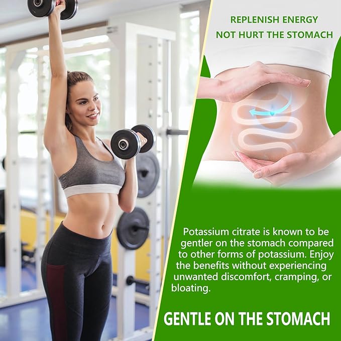 Potassium Supplement 1000mg – High Potassium Citrate for Leg Cramps, Muscle Health, and Heart Support, Non-GMO & Gluten-Free, 90 Capsules