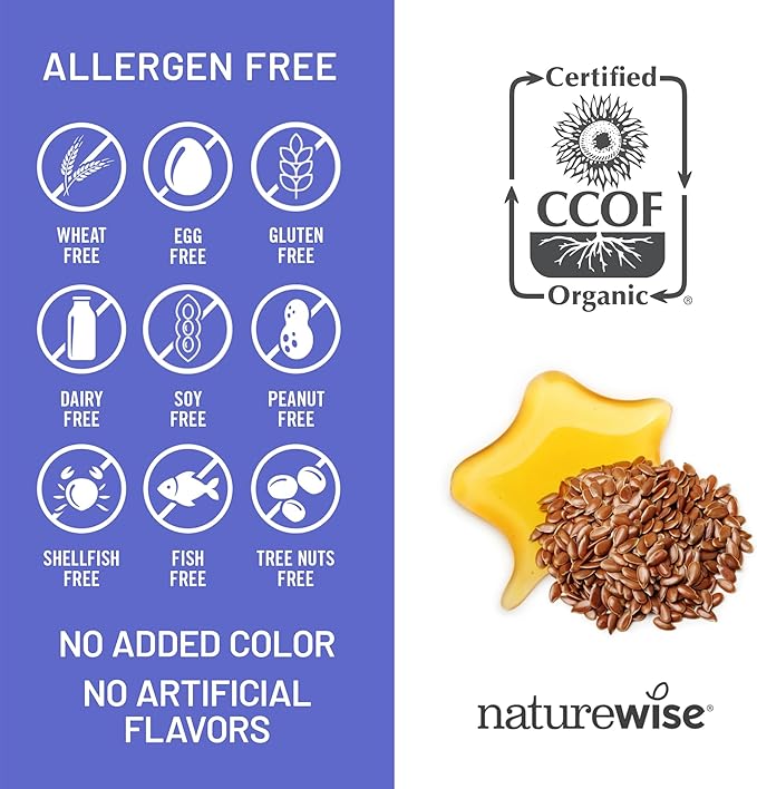 NatureWise Flaxseed Oil 1200 mg, Fish Free Omega 3 6 9 with 720mg ALA, Dietary Supplement for Heart Health Support - Organic, Cold Pressed, Non-GMO - 240 Softgels[8-Month Supply]