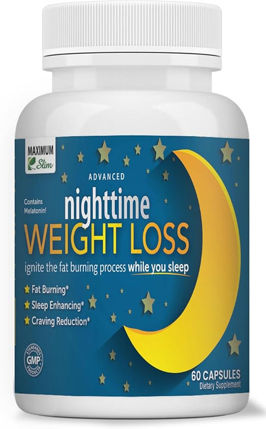 Maximum Slim Advanced Nighttime (Fat Burning) Weight Loss with African Mango, Green Tea, Resveratrol, and Maqui Berry,Will Help You Lose Weight While Sleeping and Maintain Sleep, 60 Count
