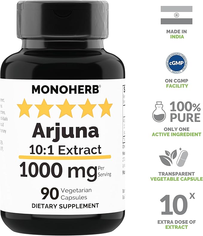 Arjuna Extract 1000 mg - 90 Vegetarian Capsules