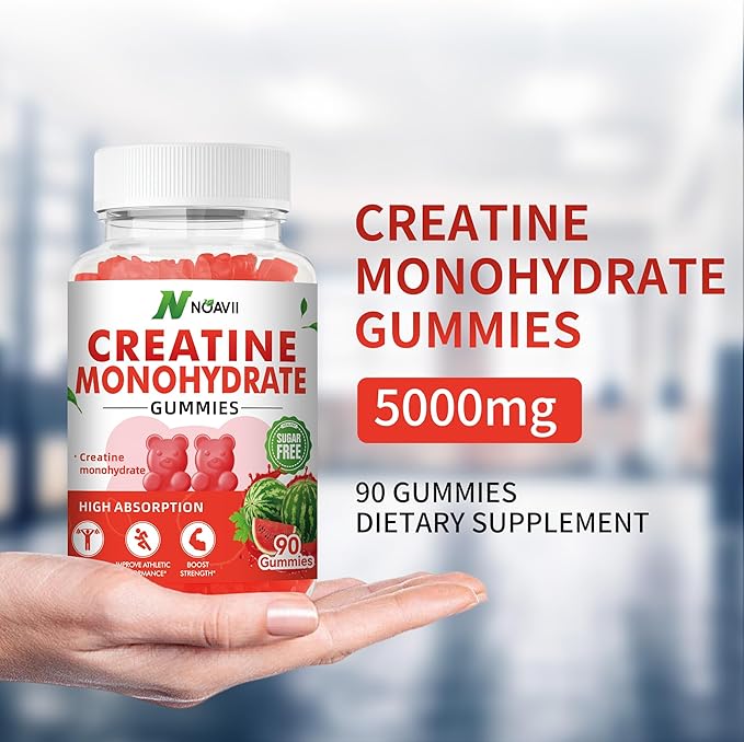 Creatine Monohydrate Gummies 5000mg for Men & Women, Chewables Creatine Monohydrate for Muscle Strength, Muscle Builder, Energy Boost, Pre-Workout Supplement-90 Watermelon