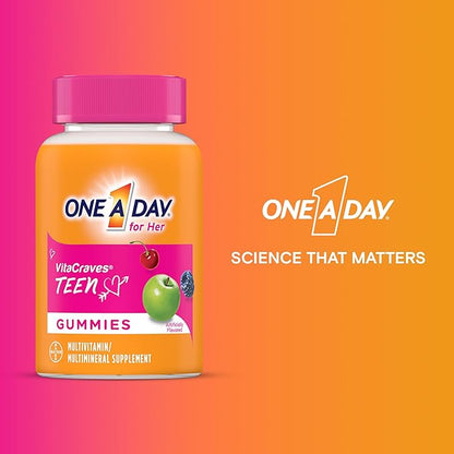 One A Day Teen for Her Multivitamin Gummies, Gummy Multivitamins with Vitamin A, C, D, E and Zinc for Immune Health Support, Physical Energy & more, 150 Count