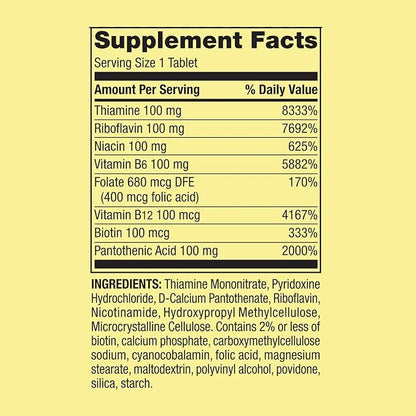 SCHMIDT EMPIRE B-100 Complex High Potency, Time Release Tablets – Metabolism & Nervous System Support, 60 Tablets, 60-Day Supply, Gluten-Free (Pack of 2)