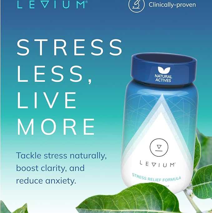 Levium Calming Stress Relief Vitamin Supplement | Natural Mood Boosting Capsules | 90 Count Bottle – 30 Day Supply