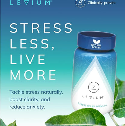 Levium Calming Stress Relief Vitamin Supplement | Natural Mood Boosting Capsules | 90 Count Bottle – 30 Day Supply