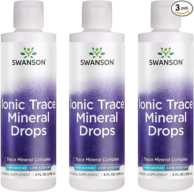 Swanson Concentrace Trace Mineral Drops 8oz-Complete Mineral Complex for Energy, Hydration, & Electrolyte Balance Over 72 High Absorption Ionic Minerals Such As Magnesium, Potassium, Calcium (3 Pack)