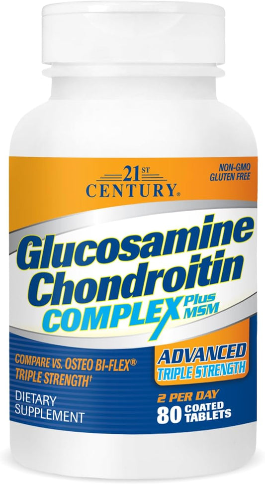 21st Century Glucosamine and Chondroitin, Advanced 3X Tablets, 80 Count