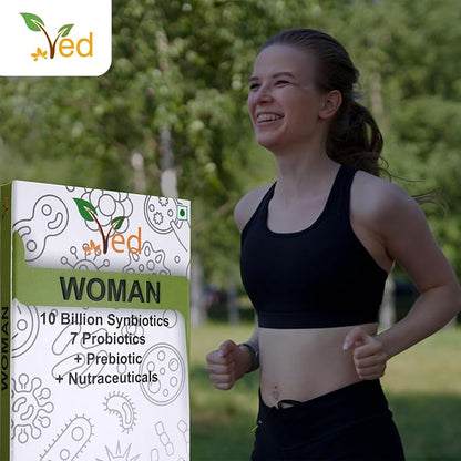Ved Woman Complex Probiotics and Prebiotics Complex - 10 Billion CFU - 20 Live Bacterial Cultures - 28 Probiotic Complex Capsules for Woman- Lactobacillus crispatus, Silicon Dioxide.