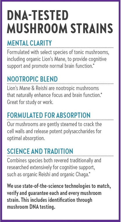 New Chapter Lion's Mane + Reishi Mushroom - LifeShield Mind Force for Mental Clarity with Organic Reishi Mushroom + Vegan + Non-GMO, Nootropic Ingredients - 60 ct