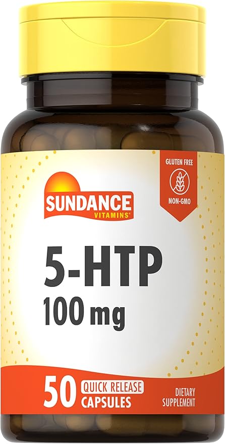 Sundance 5-HTP 100mg | 50 Capsules | 5 Hydroxtryptophan | Non-GMO & Gluten Free Supplement