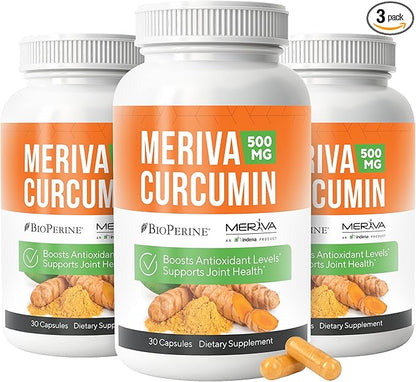 NERVE RENEW Meriva Curcumin 500mg with Bioperine Antioxidant Boost Nerve Support Supplement - 3 Pack