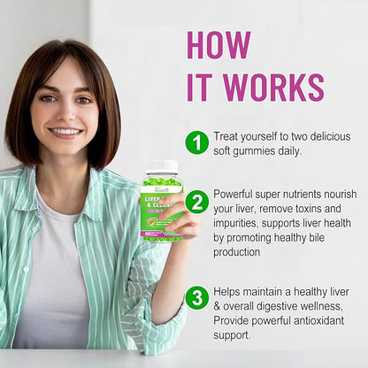 Milk Thistle Gummies for Adults Kids. Liver Cleanse Detox Repair Gummies, Milk Thistle Extract Supplement for Liver Support Digestive Antioxidant, 60ct Apple Flavor