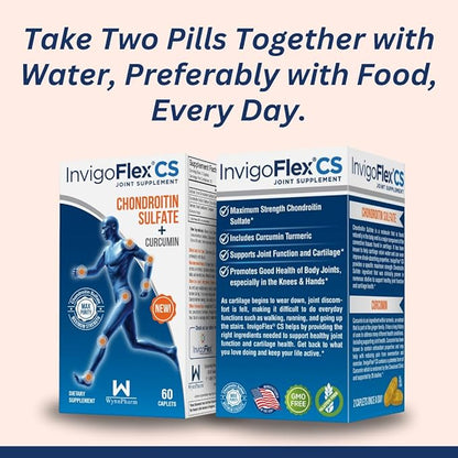 INVIGOFLEX® CS - Chondroitin Sulfate with Turmeric Curcumin Non GMO for Knee, Hand, Back & Hip Premium Joint Supplement