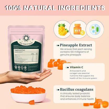Premium Feminine Balance Gummies - Pineapple Gummies for Women’s Health & Wellness PH Balance Support Vegan Feminine Gummies - 60 Gummies - 30 Servings